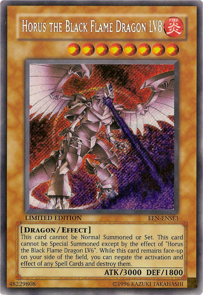 Horus The Black Flame Dragon LV8 [EEN-ENSE1] Secret Rare | Jomio and Rueliete's Cards and Comics