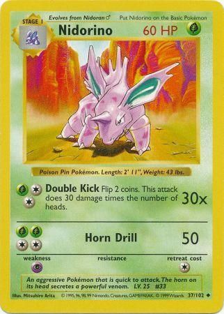 Nidorino (37/102) [Base Set Shadowless Unlimited] | Jomio and Rueliete's Cards and Comics