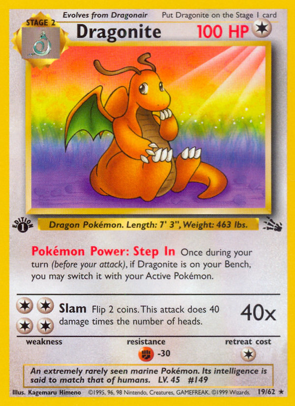 Dragonite (19/62) [Fossil 1st Edition] | Jomio and Rueliete's Cards and Comics