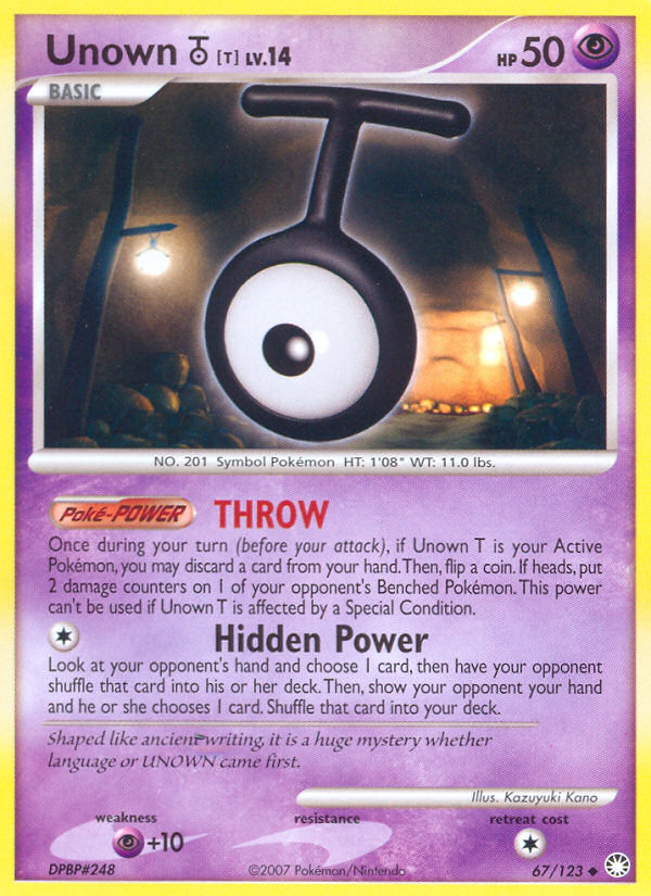 Unown T (67/123) [Diamond & Pearl: Mysterious Treasures] | Jomio and Rueliete's Cards and Comics