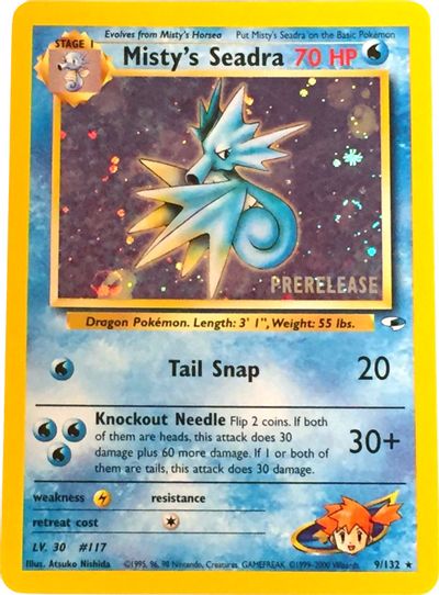 Misty's Seadra (9/132) (Prerelease Promo) [Gym Heroes Unlimited] | Jomio and Rueliete's Cards and Comics
