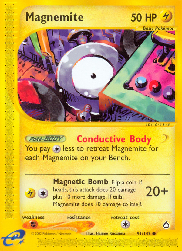 Magnemite (91/147) [Aquapolis] | Jomio and Rueliete's Cards and Comics