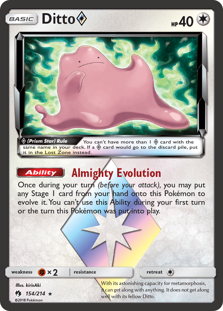 Ditto (154/214) (Prism Star) [Sun & Moon: Lost Thunder] | Jomio and Rueliete's Cards and Comics