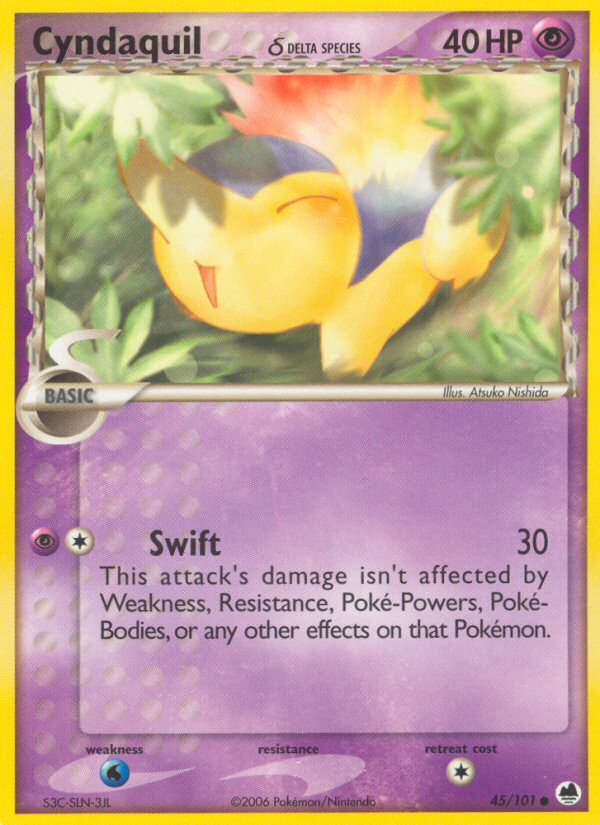 Cyndaquil (45/101) (Delta Species) [EX: Dragon Frontiers] | Jomio and Rueliete's Cards and Comics