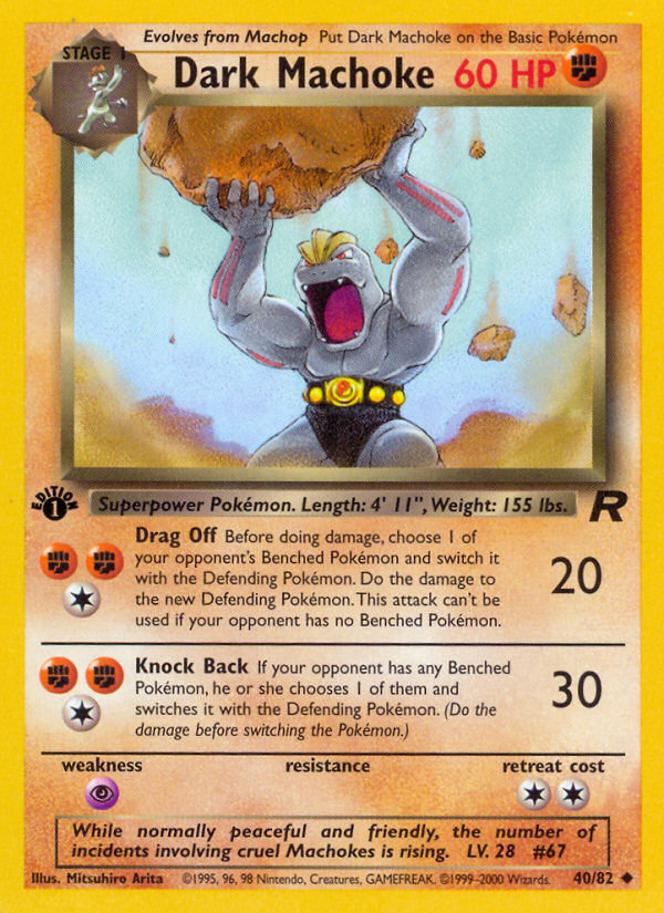 Dark Machoke (40/82) [Team Rocket 1st Edition] | Jomio and Rueliete's Cards and Comics