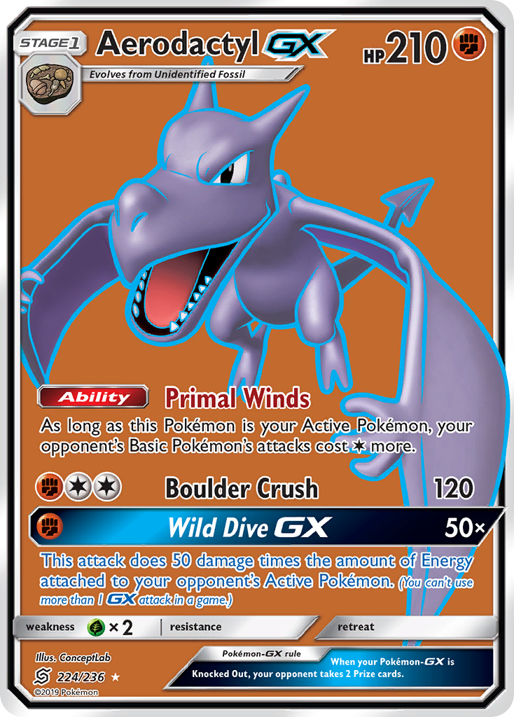 Aerodactyl GX (224/236) [Sun & Moon: Unified Minds] | Jomio and Rueliete's Cards and Comics