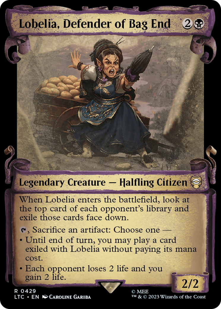 Lobelia, Defender of Bag End [The Lord of the Rings: Tales of Middle-Earth Commander Showcase Scrolls] | Jomio and Rueliete's Cards and Comics
