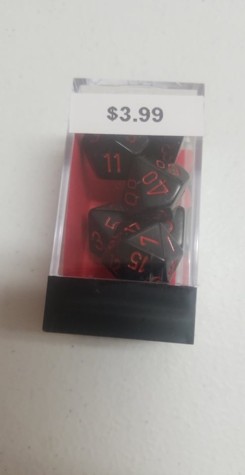 Black/Red Chessex Opaque Polyhedral 7-Die Set | Jomio and Rueliete's Cards and Comics