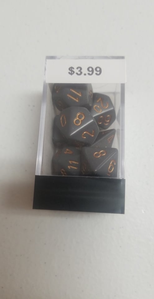 Dark Grey/Copper Chessex Opaque Polyhedral 7-Die Set | Jomio and Rueliete's Cards and Comics