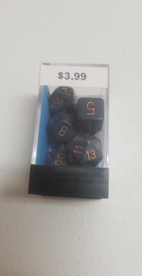 Dusty Blue/Copper Chessex Opaque Polyhedral 7-Die Set | Jomio and Rueliete's Cards and Comics
