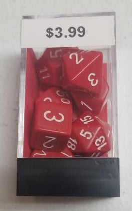 Red/White Chessex Opaque Polyhedral 7-Die Set | Jomio and Rueliete's Cards and Comics