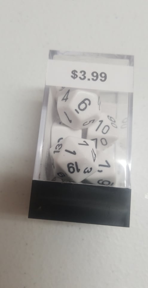 White/Black Chessex Opaque Polyhedral 7-Die Set | Jomio and Rueliete's Cards and Comics