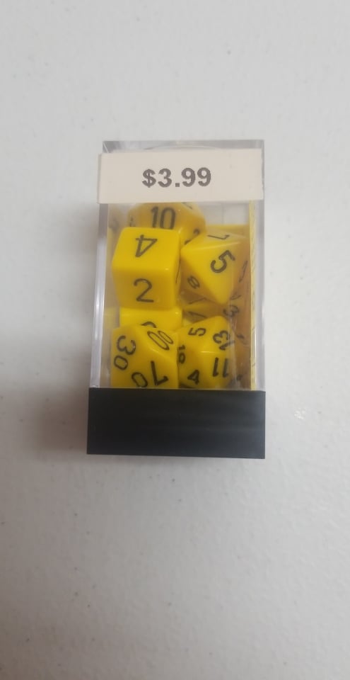 Yellow/Black Chessex Opaque Polyhedral 7-Die Set | Jomio and Rueliete's Cards and Comics