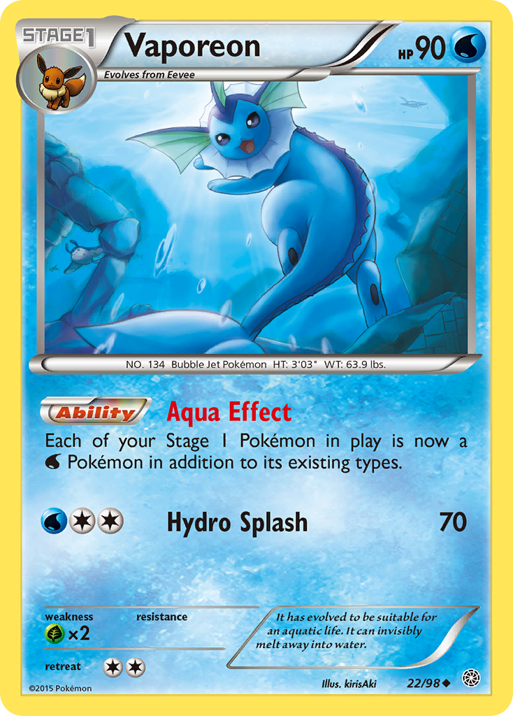 Vaporeon (22/98) [XY: Ancient Origins] | Jomio and Rueliete's Cards and Comics
