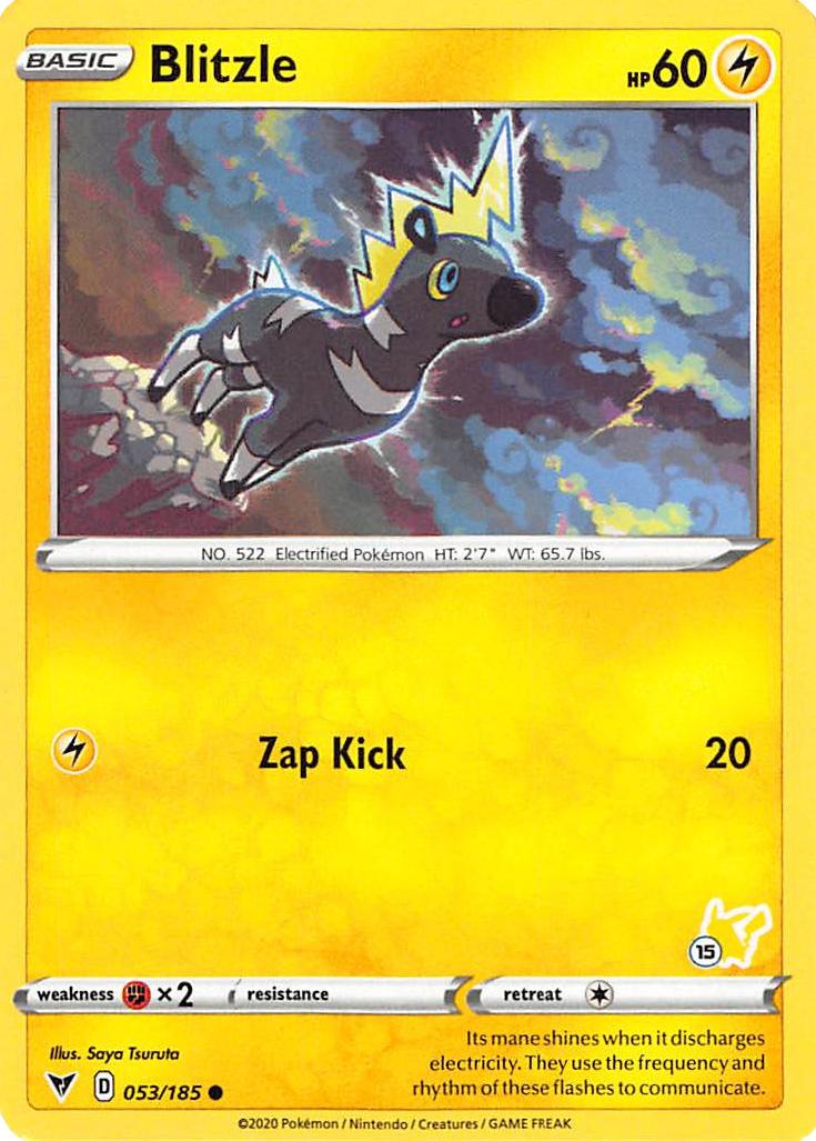 Blitzle (053/185) (Pikachu Stamp #15) [Battle Academy 2022] | Jomio and Rueliete's Cards and Comics