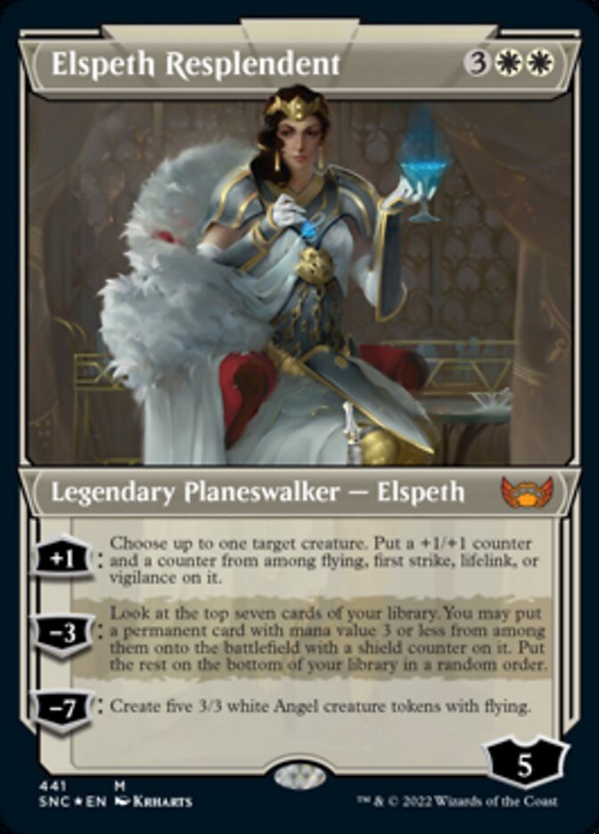 Elspeth Resplendent (Showcase Art Deco Foil Etched) [Streets of New Capenna] | Jomio and Rueliete's Cards and Comics