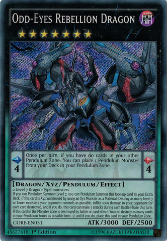 Odd-Eyes Rebellion Dragon [CORE-EN051] Secret Rare | Jomio and Rueliete's Cards and Comics