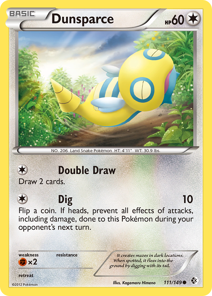 Dunsparce (111/149) [Black & White: Boundaries Crossed] | Jomio and Rueliete's Cards and Comics