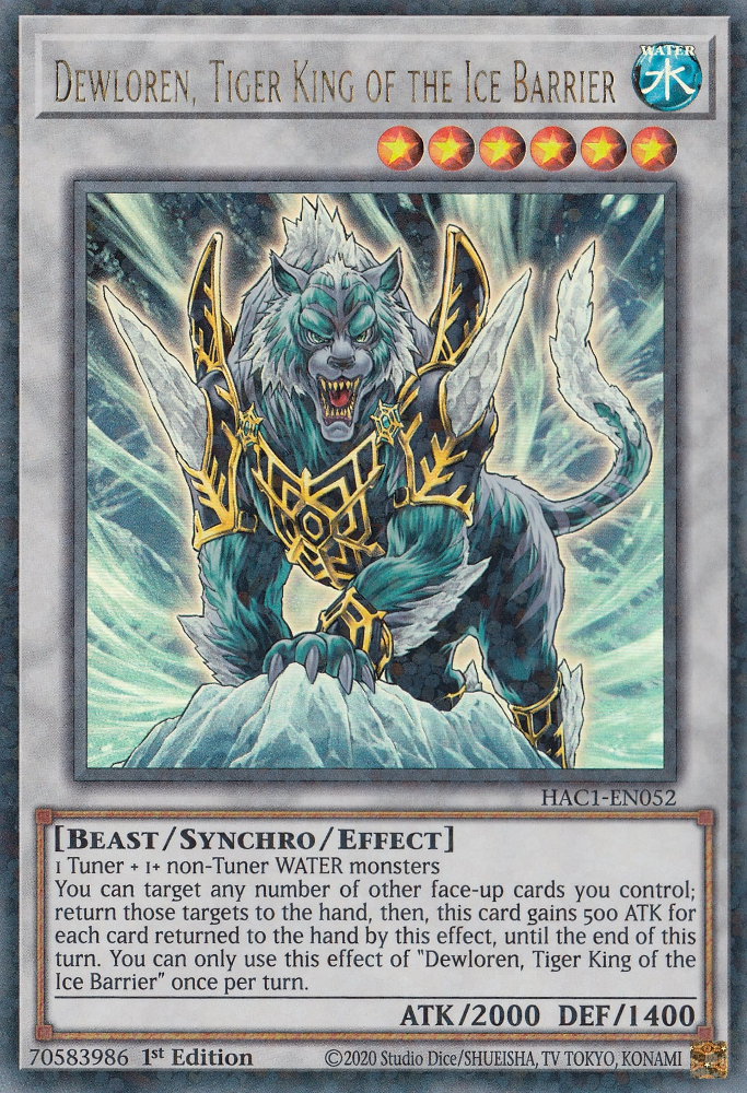 Dewloren, Tiger King of the Ice Barrier (Duel Terminal) [HAC1-EN052] Parallel Rare | Jomio and Rueliete's Cards and Comics