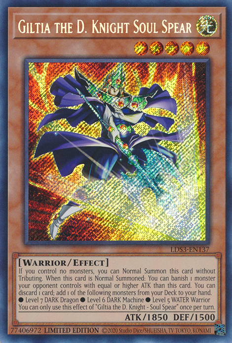 Giltia the D. Knight Soul Spear [LDS3-EN137] Secret Rare | Jomio and Rueliete's Cards and Comics