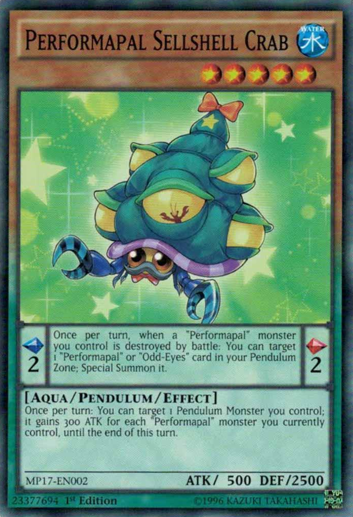 Performapal Sellshell Crab [MP17-EN002] Common | Jomio and Rueliete's Cards and Comics