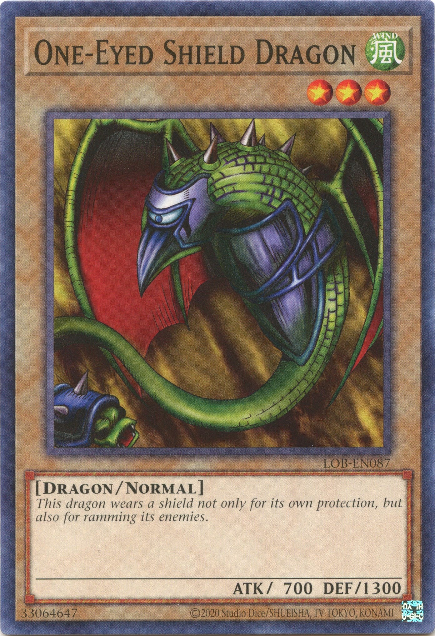 One-Eyed Shield Dragon (25th Anniversary) [LOB-EN087] Common | Jomio and Rueliete's Cards and Comics