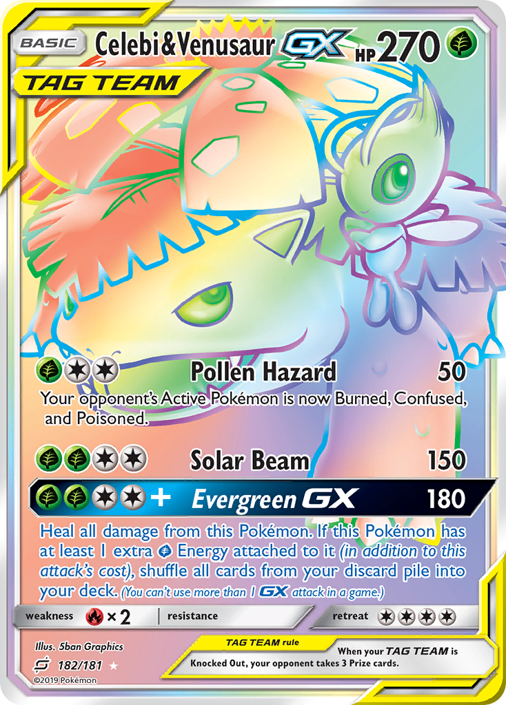 Celebi & Venusaur GX (182/181) [Sun & Moon: Team Up] | Jomio and Rueliete's Cards and Comics