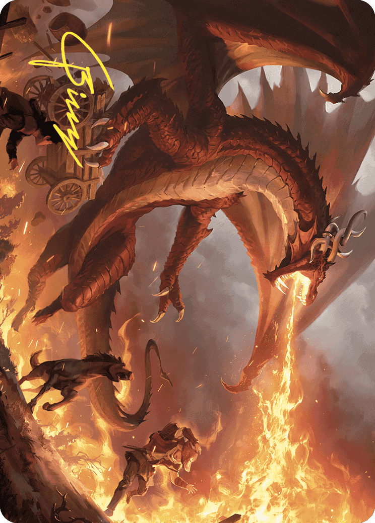 Realm-Scorcher Hellkite Art Card (Gold-Stamped Signature) [Wilds of Eldraine Art Series] | Jomio and Rueliete's Cards and Comics