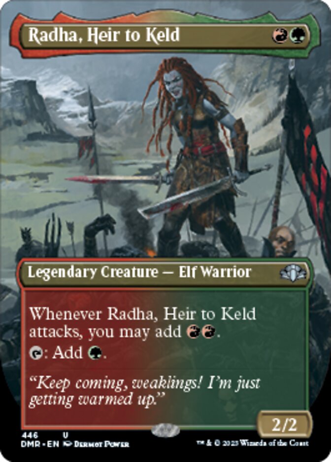 Radha, Heir to Keld (Borderless Alternate Art) [Dominaria Remastered] | Jomio and Rueliete's Cards and Comics
