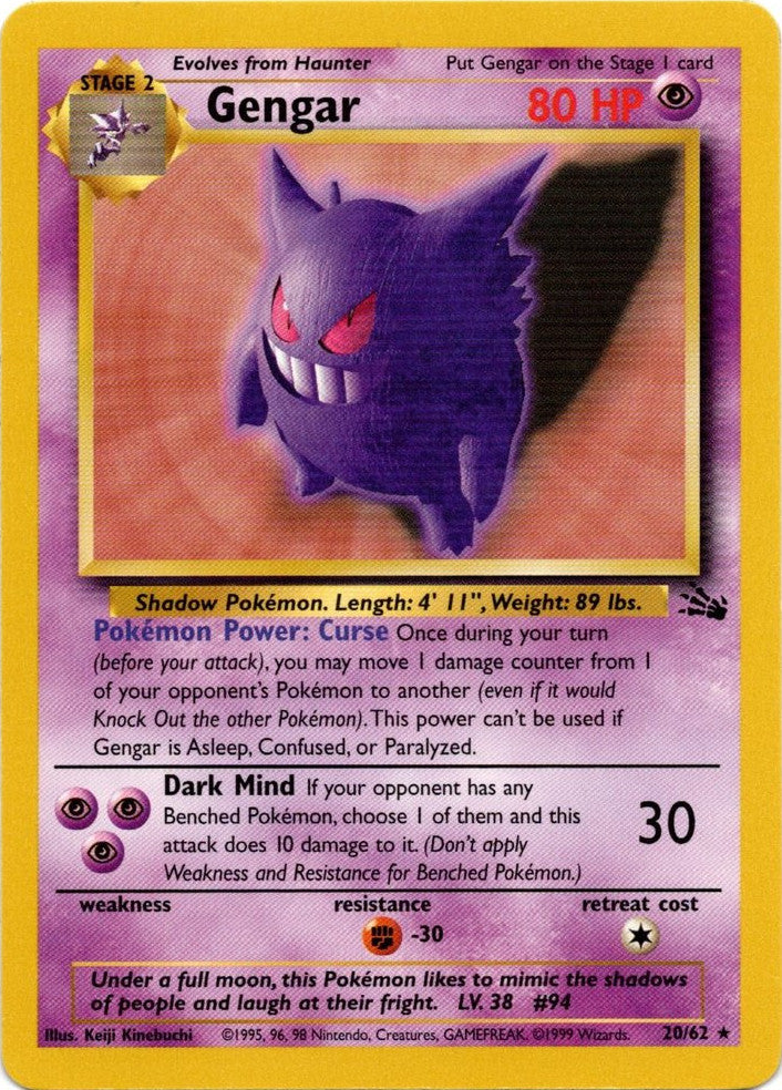 Gengar (20/62) [Fossil Unlimited] | Jomio and Rueliete's Cards and Comics