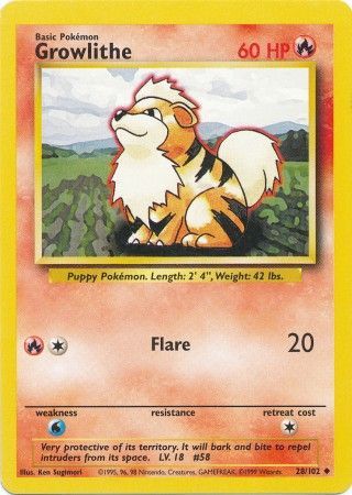 Growlithe (28/102) [Base Set Unlimited] | Jomio and Rueliete's Cards and Comics