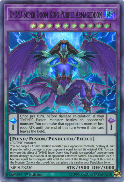 D/D/D Super Doom King Purple Armageddon [MP19-EN230] Super Rare | Jomio and Rueliete's Cards and Comics