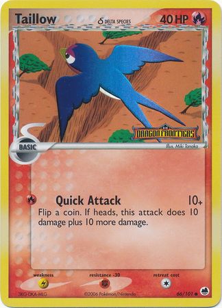 Taillow (66/101) (Delta Species) (Stamped) [EX: Dragon Frontiers] | Jomio and Rueliete's Cards and Comics