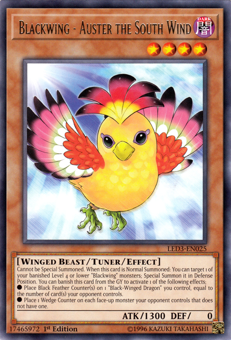 Blackwing - Auster the South Wind [LED3-EN025] Rare | Jomio and Rueliete's Cards and Comics