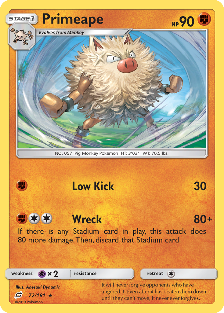 Primeape (72/181) [Sun & Moon: Team Up] | Jomio and Rueliete's Cards and Comics