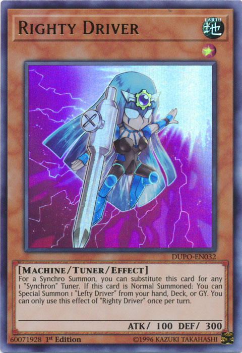 Righty Driver [DUPO-EN032] Ultra Rare | Jomio and Rueliete's Cards and Comics