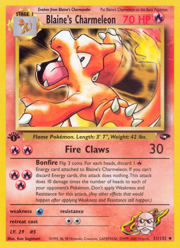 Blaine's Charmeleon (31/132) [Gym Challenge 1st Edition] | Jomio and Rueliete's Cards and Comics