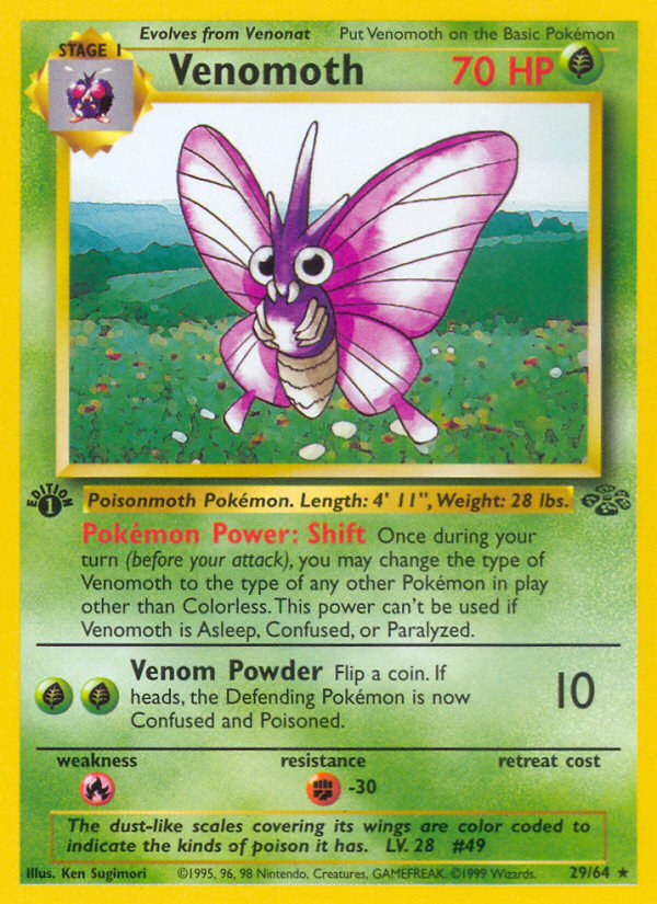 Venomoth (29/64) [Jungle 1st Edition] | Jomio and Rueliete's Cards and Comics