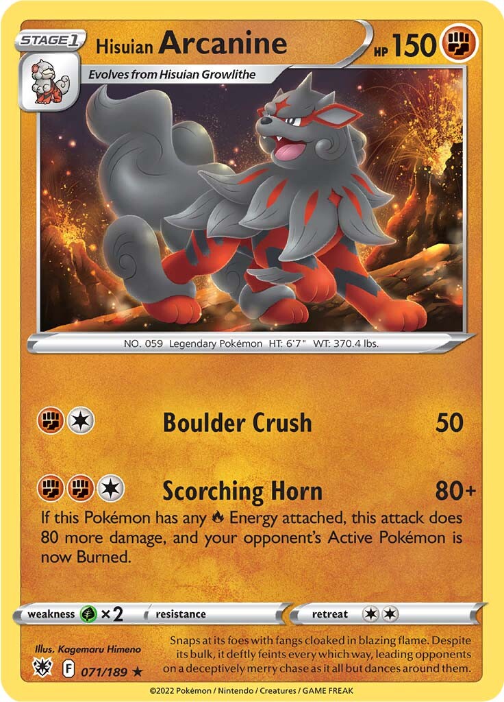 Hisuian Arcanine (071/189) [Sword & Shield: Astral Radiance] | Jomio and Rueliete's Cards and Comics