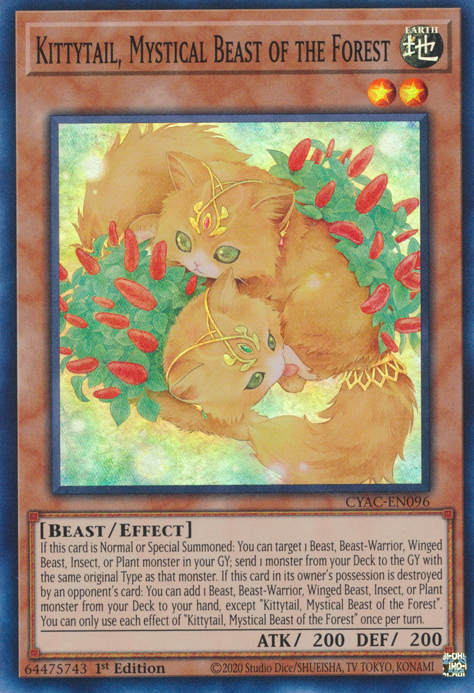 Kittytail, Mystical Beast of the Forest [CYAC-EN096] Super Rare | Jomio and Rueliete's Cards and Comics