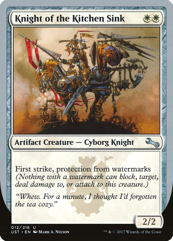 Knight of the Kitchen Sink ("protection from watermarks") [Unstable] | Jomio and Rueliete's Cards and Comics