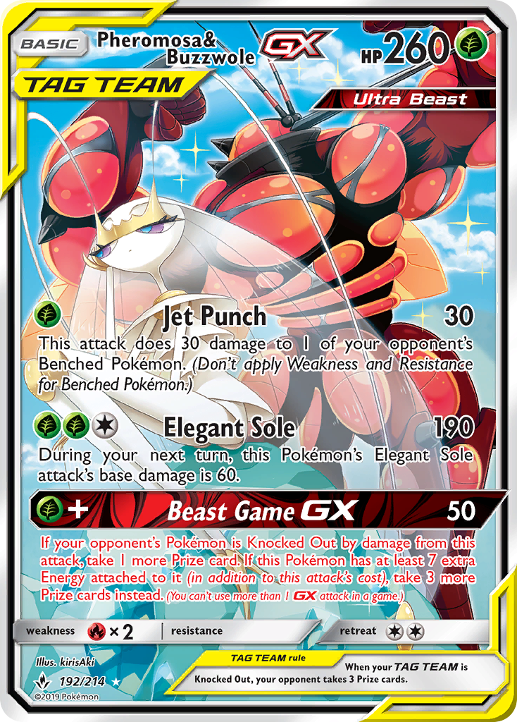 Pheromosa & Buzzwole GX (192/214) [Sun & Moon: Unbroken Bonds] | Jomio and Rueliete's Cards and Comics