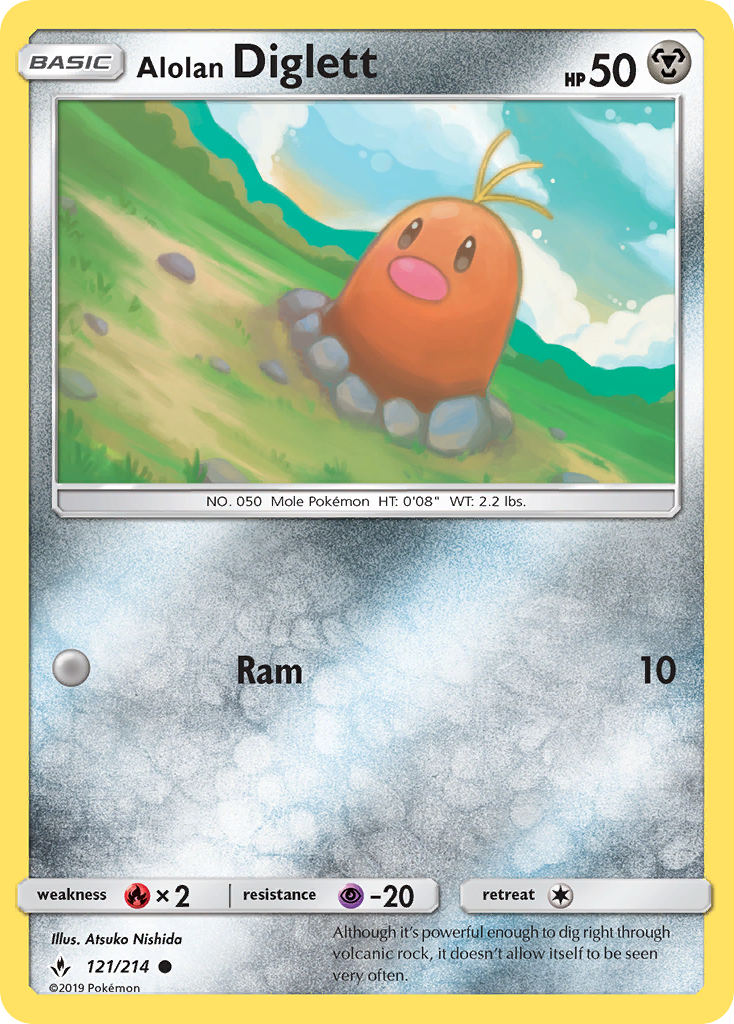 Alolan Diglett (121/214) [Sun & Moon: Unbroken Bonds] | Jomio and Rueliete's Cards and Comics