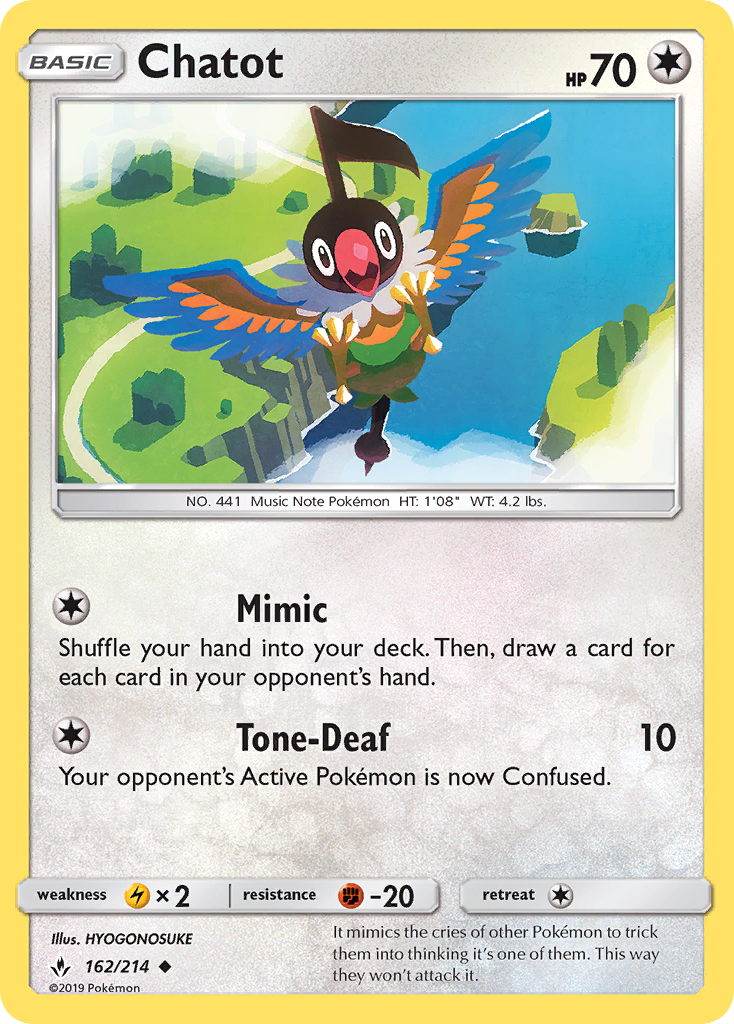 Chatot (162/214) [Sun & Moon: Unbroken Bonds] | Jomio and Rueliete's Cards and Comics