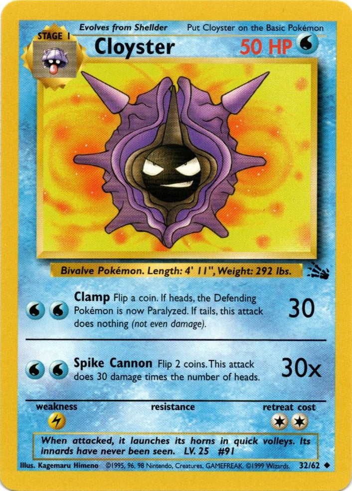 Cloyster (32/62) [Fossil Unlimited] | Jomio and Rueliete's Cards and Comics