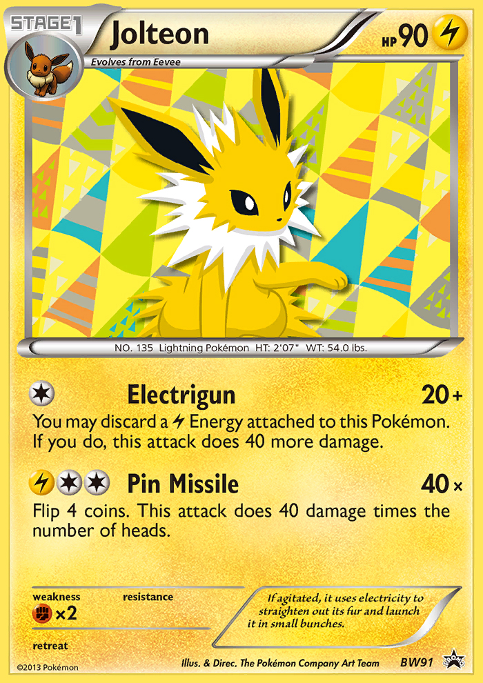Jolteon (BW91) [Black & White: Black Star Promos] | Jomio and Rueliete's Cards and Comics