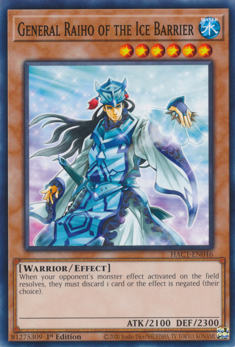 General Raiho of the Ice Barrier [HAC1-EN046] Common | Jomio and Rueliete's Cards and Comics