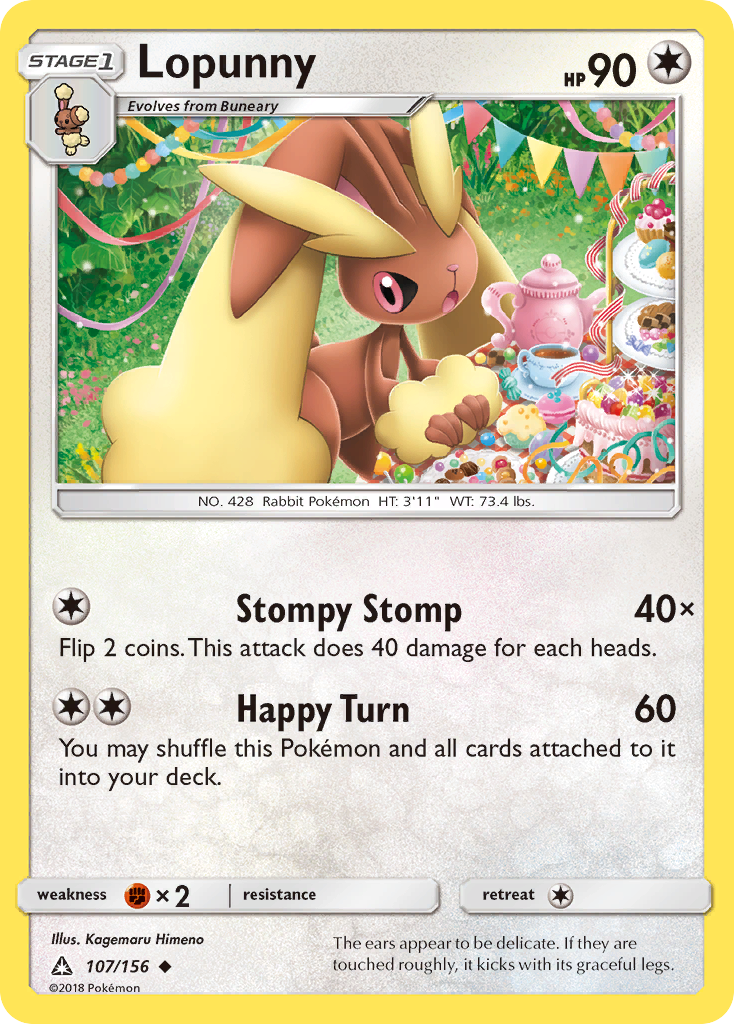 Lopunny (107/156) [Sun & Moon: Ultra Prism] | Jomio and Rueliete's Cards and Comics