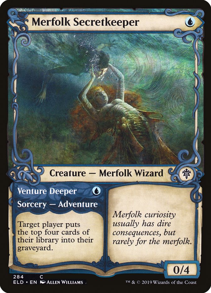 Merfolk Secretkeeper // Venture Deeper (Showcase) [Throne of Eldraine] | Jomio and Rueliete's Cards and Comics