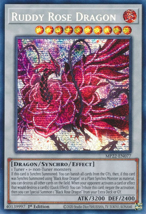 Ruddy Rose Dragon [MP22-EN077] Prismatic Secret Rare | Jomio and Rueliete's Cards and Comics